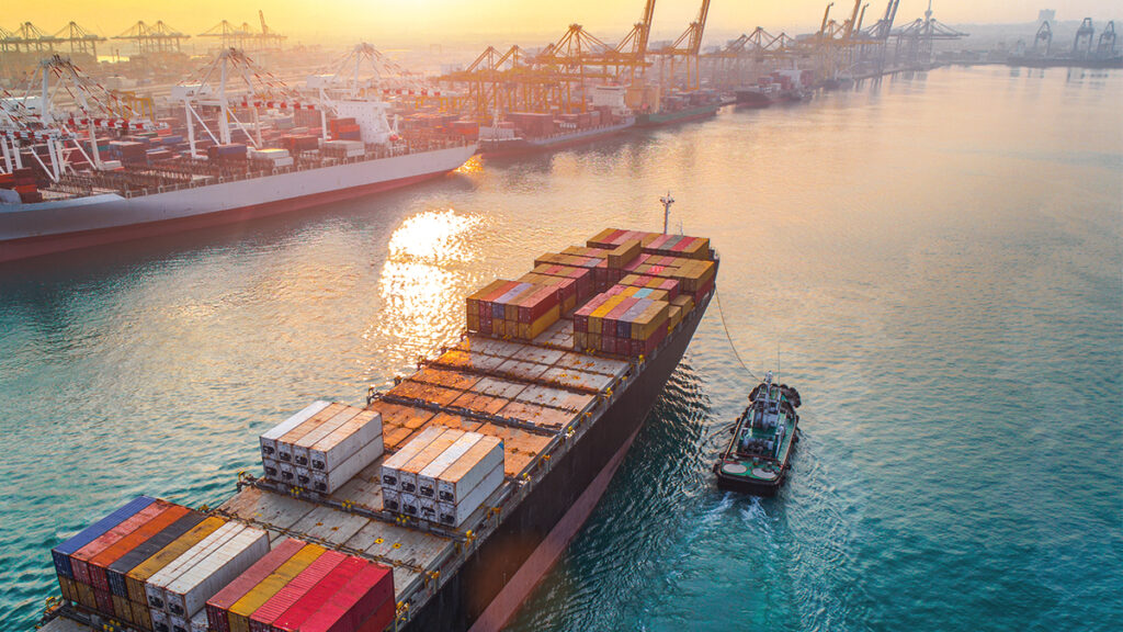 working in port terminal